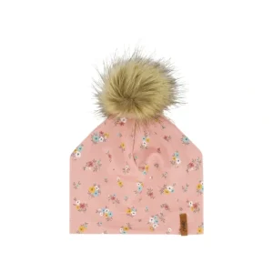 Shop All | Detachable Pompom Hat Pink Little Flowers Print - CaringForTots - Professional Baby and Children's Products | Caring for Growth, Caring for Every Moment