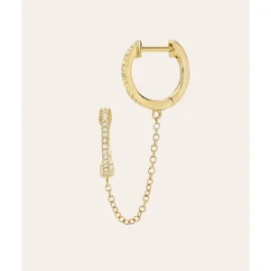 Shop All | Diamond Huggie Chain Earrings - CaringForTots - Professional Baby and Children's Products | Caring for Growth, Caring for Every Moment