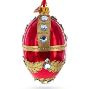 Shop All | Diamonds On Red Glass Egg Ornament 4 Inches - CaringForTots - Professional Baby and Children's Products | Caring for Growth, Caring for Every Moment