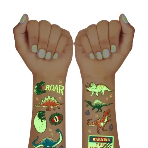 Shop All | Dino Glo Tats - 44 Foil Temporary Tattoos - CaringForTots - Professional Baby and Children's Products | Caring for Growth, Caring for Every Moment