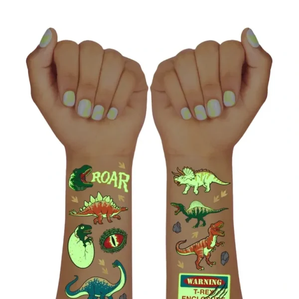 Shop All | Dino Glo Tats - 44 Foil Temporary Tattoos - CaringForTots - Professional Baby and Children's Products | Caring for Growth, Caring for Every Moment