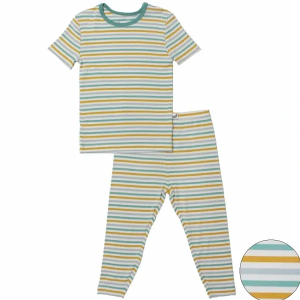 Shop All | Dinosaurs-rawr Stripe Short Sleeve Pajama Set (2t-10y) - CaringForTots - Professional Baby and Children's Products | Caring for Growth, Caring for Every Moment