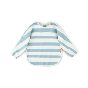 Shop All | Done by Deer Sleeved Pocket Bib - Blue - Stripes - CaringForTots - Professional Baby and Children's Products | Caring for Growth, Caring for Every Moment