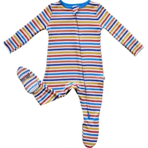 Shop All | Dragons Rainbow Stripe Footie (nb-24m) - CaringForTots - Professional Baby and Children's Products | Caring for Growth, Caring for Every Moment