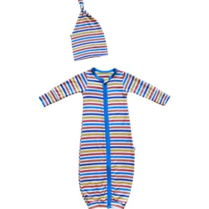 Shop All | Dragons Rainbow Stripe Newborn Gown & Knot Hat Set - CaringForTots - Professional Baby and Children's Products | Caring for Growth, Caring for Every Moment
