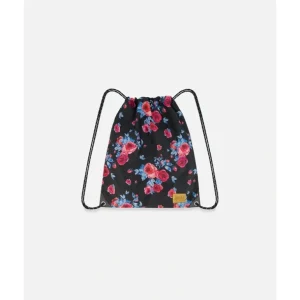 Shop All | Drawstring Bag Black Printed Roses by Deux par Deux - CaringForTots - Professional Baby and Children's Products | Caring for Growth, Caring for Every Moment