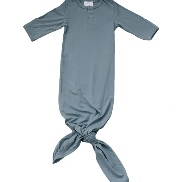 Shop All | Dusty Blue Bamboo Knot Gown - CaringForTots - Professional Baby and Children's Products | Caring for Growth, Caring for Every Moment
