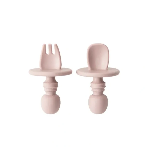 Shop All | Dusty Rose Mini Spoon And Fork Set - CaringForTots - Professional Baby and Children's Products | Caring for Growth, Caring for Every Moment