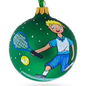 Shop All | Dynamic Tennis Player - Blown Glass Ball Christmas Ornament 3.25 Inches - CaringForTots - Professional Baby and Children's Products | Caring for Growth, Caring for Every Moment