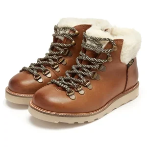Shop All | Eddie Fur Ankle-High Hiking Kids Boot Tan Burnished Leather - CaringForTots - Professional Baby and Children's Products | Caring for Growth, Caring for Every Moment