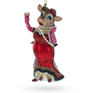 Shop All | Elegant Cow Sipping Red Wine - Blown Glass Christmas Ornament - CaringForTots - Professional Baby and Children's Products | Caring for Growth, Caring for Every Moment