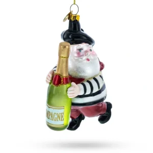Shop All | Elegant Epicure: French Santa With Champagne - Blown Glass Christmas Ornament - CaringForTots - Professional Baby and Children's Products | Caring for Growth, Caring for Every Moment