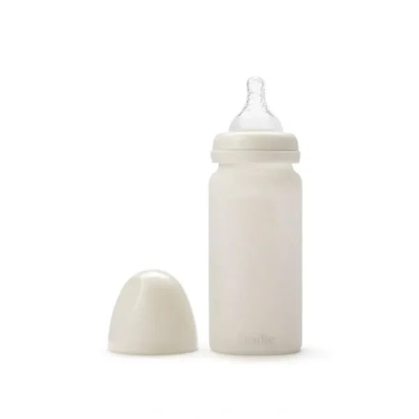 Clearance Elodie Details Glass Feeding Bottle - Vanilla White - CaringForTots - Professional Baby and Children's Products | Caring for Growth, Caring for Every Moment