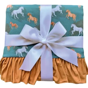 Shop All | Ember Teal Bamboo Ruffle Toddler Blanket - CaringForTots - Professional Baby and Children's Products | Caring for Growth, Caring for Every Moment