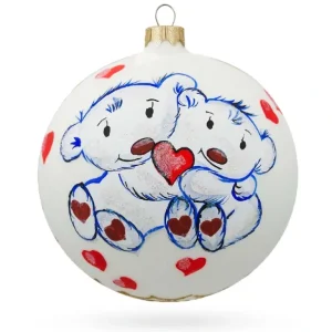Sale Enchanted Romance: Two Bears In Love Glass Blown Ball Christmas Ornament 4 Inches - CaringForTots - Professional Baby and Children's Products | Caring for Growth, Caring for Every Moment