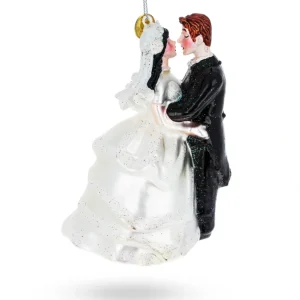 Clearance Enchanting Bride And Groom Wedding Kiss - Elegant Blown Glass Christmas Ornament - CaringForTots - Professional Baby and Children's Products | Caring for Growth, Caring for Every Moment