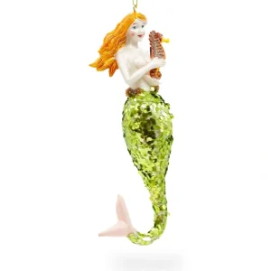 Best Sale Enchanting Mermaid Holding Sea Horse - Blown Glass Christmas Ornament - CaringForTots - Professional Baby and Children's Products | Caring for Growth, Caring for Every Moment