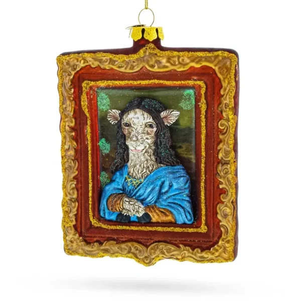 Clearance Enchanting Mona Lisa Sheep - Blown Glass Christmas Ornament - CaringForTots - Professional Baby and Children's Products | Caring for Growth, Caring for Every Moment