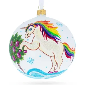 Best Enchanting Unicorn Blown Glass Ball Christmas Ornament 4 Inches - CaringForTots - Professional Baby and Children's Products | Caring for Growth, Caring for Every Moment