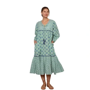 Shop Evie Dress Green And Blue Azalea - CaringForTots - Professional Baby and Children's Products | Caring for Growth, Caring for Every Moment