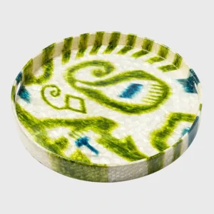 Shop All | Extra Large Capiz Ikat Tray, Green, Limited Edition - CaringForTots - Professional Baby and Children's Products | Caring for Growth, Caring for Every Moment