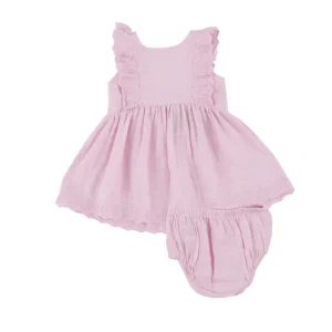 Shop Eyelet Edged Dress - Ballet Solid Muslin - CaringForTots - Professional Baby and Children's Products | Caring for Growth, Caring for Every Moment