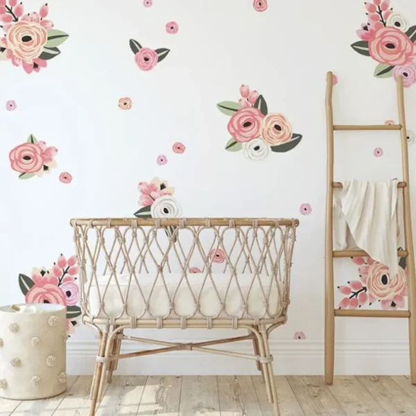 Flash Sale Faded Pink Graphic Flower Wall Decals - CaringForTots - Professional Baby and Children's Products | Caring for Growth, Caring for Every Moment