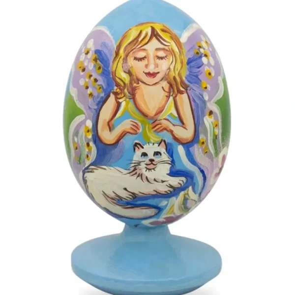 Store Fairy White Cat In Garden Wooden Figurine - CaringForTots - Professional Baby and Children's Products | Caring for Growth, Caring for Every Moment