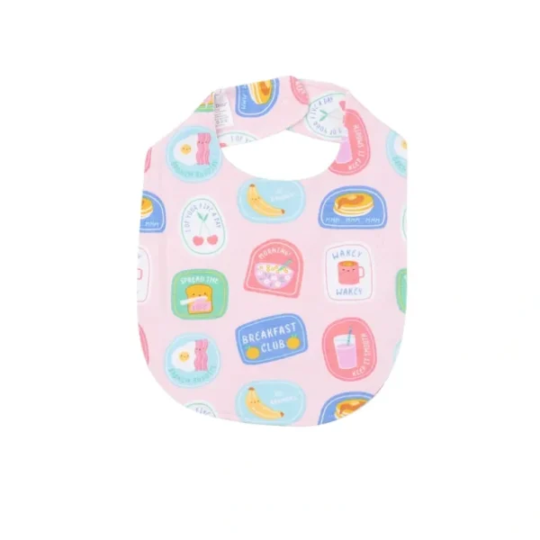 Fashion Feeding Bib - Breakfast Club Patches Pink - CaringForTots - Professional Baby and Children's Products | Caring for Growth, Caring for Every Moment
