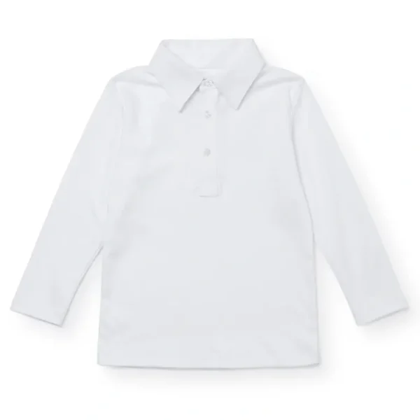 Hot Finn Pima Cotton Long Sleeve Polo For Boys - White - CaringForTots - Professional Baby and Children's Products | Caring for Growth, Caring for Every Moment