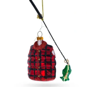 Discount Fisherman Jacket And Rod Blown Glass Christmas Ornament - CaringForTots - Professional Baby and Children's Products | Caring for Growth, Caring for Every Moment