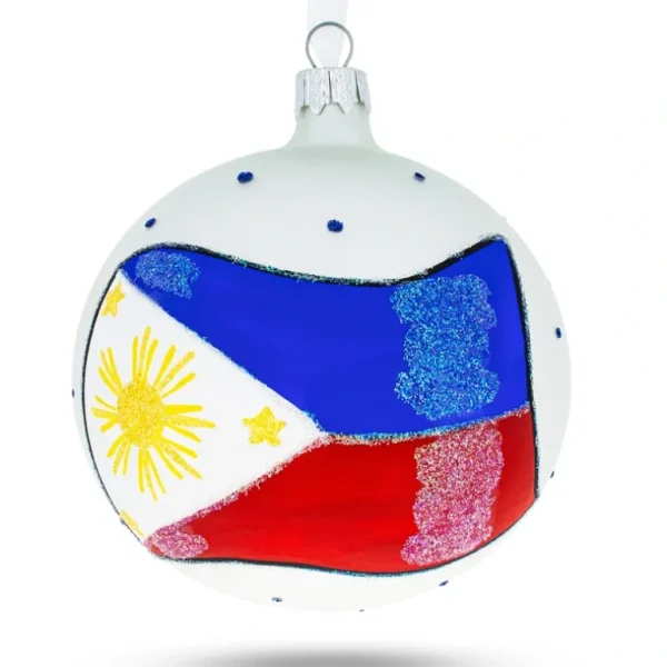 Online Flag Of Philippines Blown Glass Ball Christmas Ornament 4 Inches - CaringForTots - Professional Baby and Children's Products | Caring for Growth, Caring for Every Moment