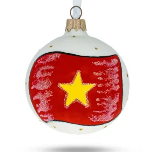 Store Flag Of Vietnam Blown Glass Ball Christmas Ornament 3.25 Inches - CaringForTots - Professional Baby and Children's Products | Caring for Growth, Caring for Every Moment