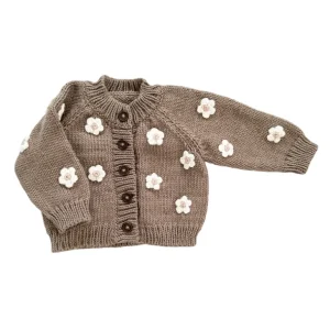 Cheap Flower Cardigan, Tan - CaringForTots - Professional Baby and Children's Products | Caring for Growth, Caring for Every Moment