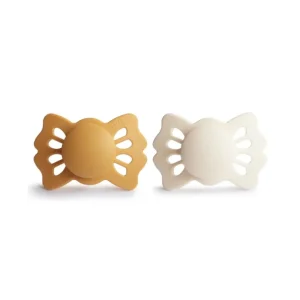 Store FRIGG Lucky Symmetrical Silicone Pacifier - 2 Pack - Honey Gold/Cream - CaringForTots - Professional Baby and Children's Products | Caring for Growth, Caring for Every Moment