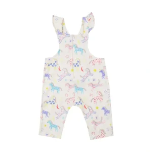 Store Front Placket Ruffle Overall - Fun Unicorns - CaringForTots - Professional Baby and Children's Products | Caring for Growth, Caring for Every Moment