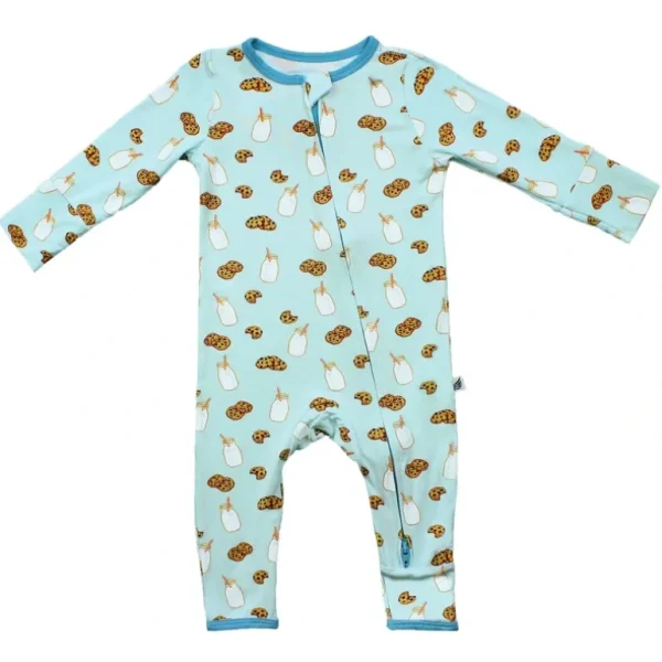 Fashion Frosted Blue Milk & Cookies Coverall (0-3t) - CaringForTots - Professional Baby and Children's Products | Caring for Growth, Caring for Every Moment