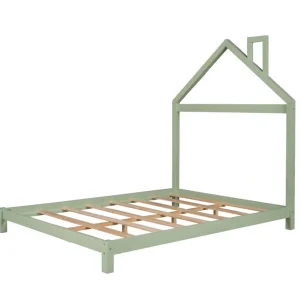 Outlet Full Size Wood Platform Bed with House-shaped Headboard (Green) - CaringForTots - Professional Baby and Children's Products | Caring for Growth, Caring for Every Moment