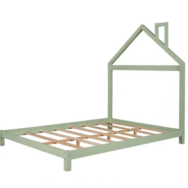 Outlet Full Size Wood Platform Bed with House-shaped Headboard (Green) - CaringForTots - Professional Baby and Children's Products | Caring for Growth, Caring for Every Moment