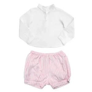 Cheap Gift Set | Boys White Shirt And Palm Beach Pink Stripe Shorts - CaringForTots - Professional Baby and Children's Products | Caring for Growth, Caring for Every Moment