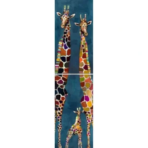 Fashion Giraffe Family Diptych Canvas Reproduction - CaringForTots - Professional Baby and Children's Products | Caring for Growth, Caring for Every Moment