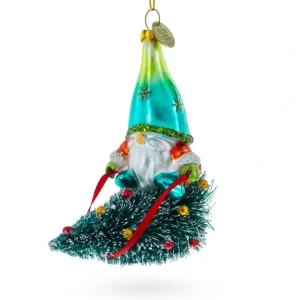 Shop All | Gnome Adventurer Riding A Festive Tree - Blown Glass Christmas Ornament - CaringForTots - Professional Baby and Children's Products | Caring for Growth, Caring for Every Moment
