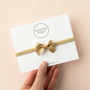 Shop Gold | Leather Baby Bow - CaringForTots - Professional Baby and Children's Products | Caring for Growth, Caring for Every Moment