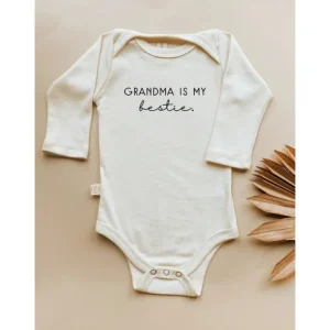Shop All | Grandma Is My Bestie - Long Sleeve Organic Bodysuit - CaringForTots - Professional Baby and Children's Products | Caring for Growth, Caring for Every Moment