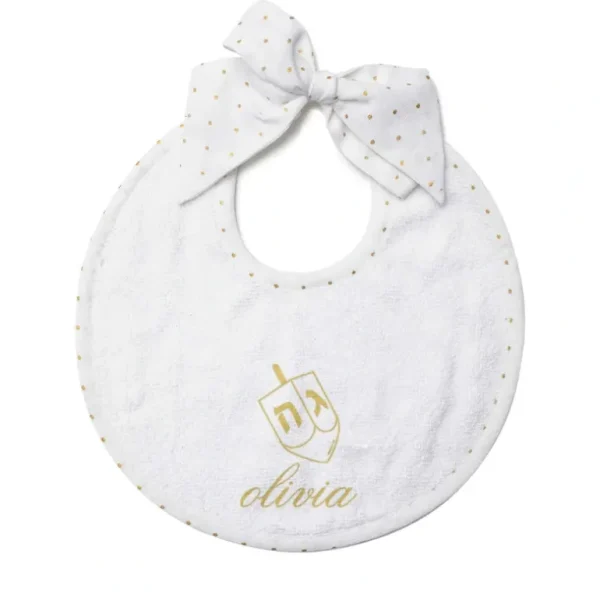 Shop All | Hanukkah Newborn Bib Gold Dot - CaringForTots - Professional Baby and Children's Products | Caring for Growth, Caring for Every Moment