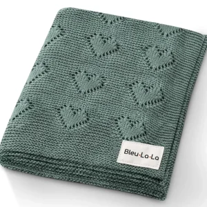 New Heart Knit Baby Blanket by Bleu La La - CaringForTots - Professional Baby and Children's Products | Caring for Growth, Caring for Every Moment