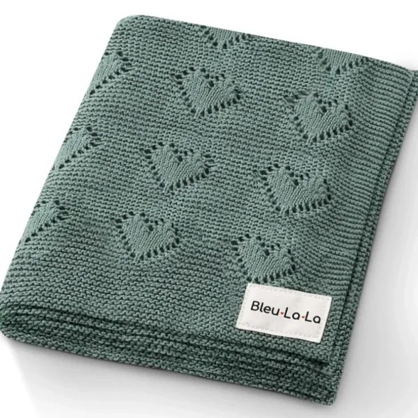New Heart Knit Baby Blanket by Bleu La La - CaringForTots - Professional Baby and Children's Products | Caring for Growth, Caring for Every Moment