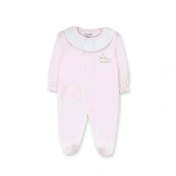 Flash Sale Hello World Pima Cotton Playsuit, Pink - CaringForTots - Professional Baby and Children's Products | Caring for Growth, Caring for Every Moment