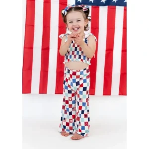 Sale Home Of The Free Checkers Dream Smocked Flare Set - CaringForTots - Professional Baby and Children's Products | Caring for Growth, Caring for Every Moment