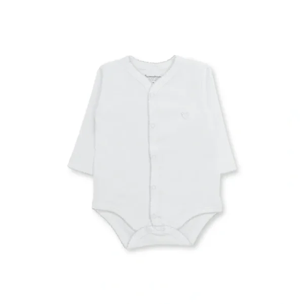 Cheap Honey Logo Long Sleeve Bodysuit, White & Grey - CaringForTots - Professional Baby and Children's Products | Caring for Growth, Caring for Every Moment